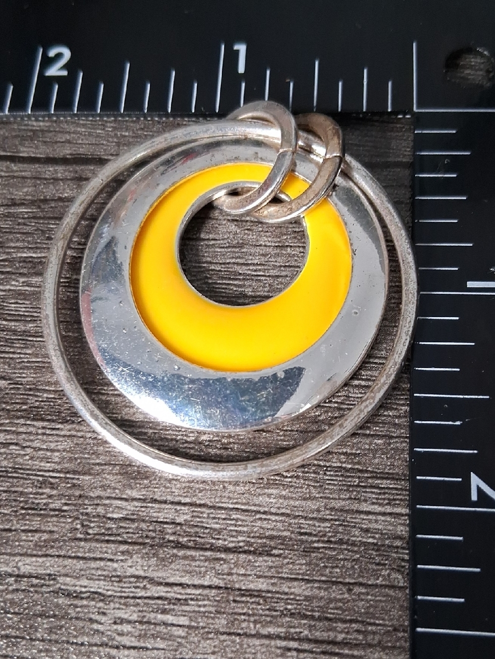 Yellow and Silver Circular Pendant Necklace - Women Jewelry P501 - Picture 3 of 3